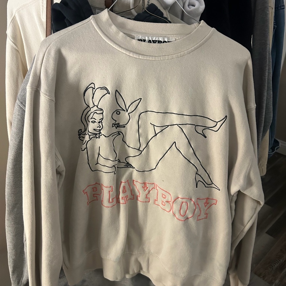PLAYBOY Cream Graphic Women's Sweater